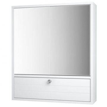 Bathroom cabinet, With mirror, White, 54.61 × 62.23 × 13.97 cm