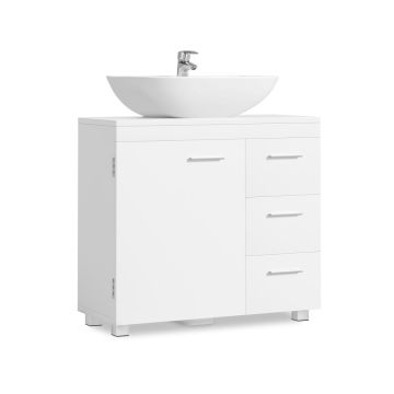 Bathroom cabinet VASAGLE, 3 drawers, 2 compartments, White, 70 × 64 × 30 cm
