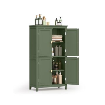 Vannitoakapp VASAGLE BBC552, 4 ust, valge/roheline, 60 × 110 × 30 cm