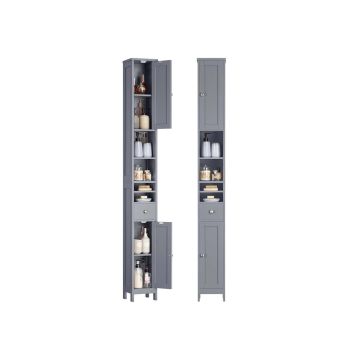 Bathroom cabinet VASAGLE BBC765G02, tall narrow, Gray, 21.4 × 180 × 19.5 cm
