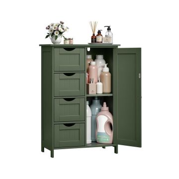 Bathroom cabinet VASAGLE LHC41W, 4 drawers, with doors, Green, 55 × 82 × 30 cm