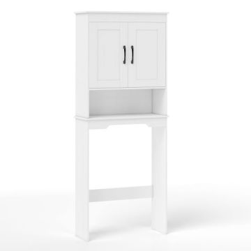 Bathroom cabinet above the toilet, With 2 doors, White, 63 × 24 × 168 cm