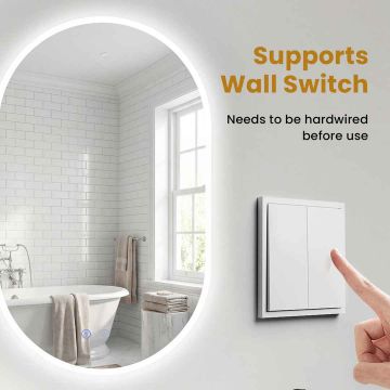 Bathroom mirror, 3 lighting modes, 80 × 50 × 3 cm