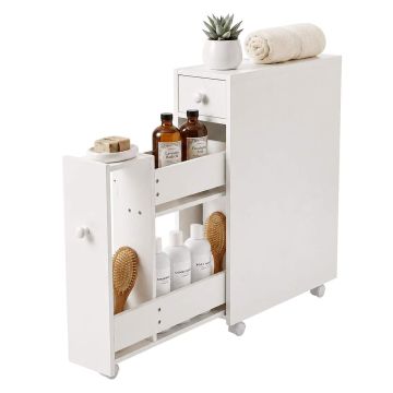 Тележка для ванной Relaxdays, 5 отделений и ящик, 16 × 62 × 48 см
