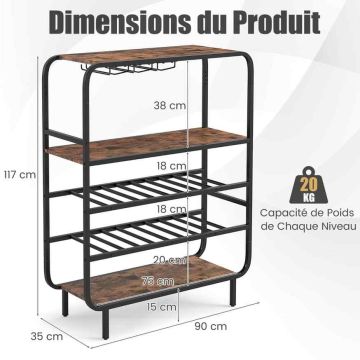 Wine rack, up to 16 bottles, 90 × 117 × 35 cm