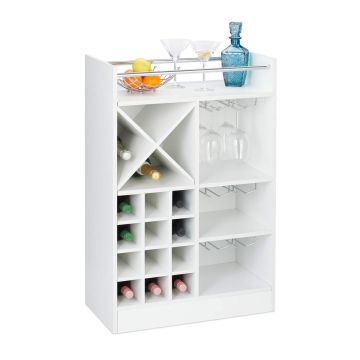 Veiniriiul Relaxdays 10028075_49, kuni 22 pudelit, 18 klaasi, 63 × 96 × 35 cm
