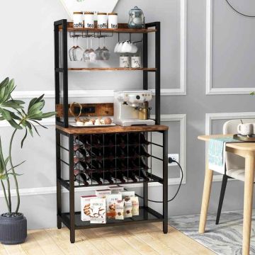 Wine rack, with charging station, Brown, 76 × 162.5 × 48 cm