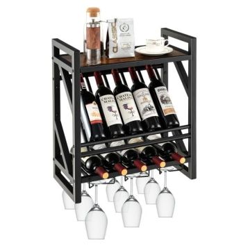 Veiniriiul, 10 pudelit, 12 klaasi, Must, 50,8 × 26,67 × 59,69 cm