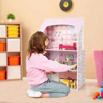 Playhouse, 4 rooms, 9 accessories, 55.88 × 43.18 × 91.44 cm