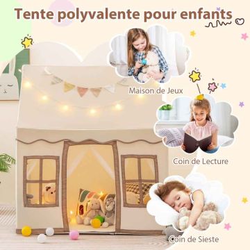 Play tent, for 3-4 children, Sand/brown, 120.65 × 101.6 × 137.16 cm