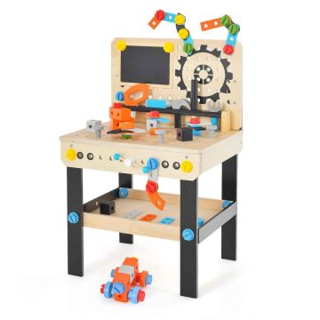 Toy tool set, 6 tools, 75 accessories, 18 × 14.5 × 28.5 inches
