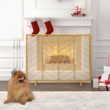 Fireplace screen, with metal mesh, 99.06 × 22.86 × 80.01 cm