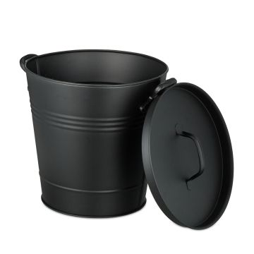 Kamina tuhakonteiner Relaxdays, kaanega, 19 l, Must, 33 × 37,5 × 31 cm