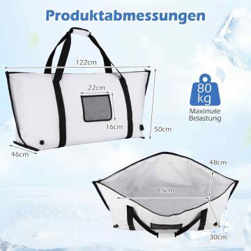 Fish cooler bag, 80 l, White, 122 × 46 × 51 cm