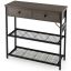 Konsoollaud 81x30x81cm, tumehall/must