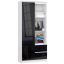 Office shelf AKORD CLP R11, with 1 door and 2 drawers, white/black, 80 × 180 × 35 cm