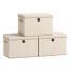 SONGMICS storage boxes, 3 pcs., with lids, Sand, 43 × 30 × 30 cm