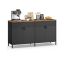 SONGMICS Storage Cabinet, With Doors and Adjustable Shelf, Black/Brown, 141 × 76 × 40 cm