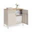 SONGMICS Storage Cabinet, With Doors and Adjustable Shelf, Sand/Oak, 80 × 76 × 40 cm