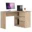 Corner desk AKORD B16 CLP, right, 3 drawers, brown, 124 × 77 × 85 cm