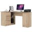 Corner desk B20 CLP, left, 3 drawers, 4 shelves and 1 door, oak color, 155 × 77 × 85 cm