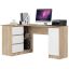 Corner desk B20 CLP, left, 3 drawers, brown/white, 155 × 77 × 85 cm