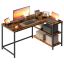 Corner desk VASAGLE, 2 AC sockets and 2 USB ports, Brown, 120 × 80 × 76 cm