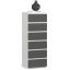 Kummut AKORD CL6/40, 6 sahtliga, valge/hall, 40 × 109 × 35 cm