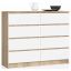Kummut AKORD K120, 8 sahtlit, valge/tammevärvi, 120 × 99 × 40 cm