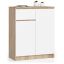 Kummut AKORD K80 2D 1SZ, 2 ust ja 1 sahtel, valge/tammepuidu värvi, 80 × 99 × 40 cm
