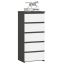 Kummut CL5, 5 sahtlit, hall-valge, 40 × 92 × 35 cm