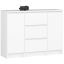 Kummut K100, 2 ust, 3 sahtlit, valge, 101 × 76 × 35 cm
