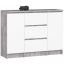 Kummut K100, 2 ust, 3 sahtlit, hall/valge, 101 × 76 × 35 cm