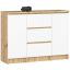 Kummut K100, 2 ust ja 3 sahtlit, pruun ja valge, 101 × 76 × 35 cm