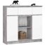 Kummut K100, 2 ukse ja 3 sahtliga, hall/valge, 101 × 98 × 35 cm