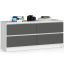 Kummut K120, 4 sahtliga, valge/hall, 120 × 55 × 40 cm