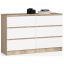 Kummut K120 CLP, 6 sahtlit, valge/pruun, 120 × 77 × 40 cm