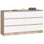Chest of drawers K140, 6 drawers, white/brown, 138 × 77 × 40 cm