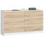 Chest of drawers K140, 6 drawers, white/brown, 138 × 77 × 40 cm