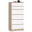 Kummut K60 CLP, 6 sahtlit, valge/pruun, 60 × 130 × 40 cm