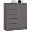 Kummut K80 1D 5SZ, 1 uks, 5 sahtlit, Hall, 80 × 97 × 35 cm