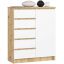 Kummut K80 1D 5SZ, 1 uks, 5 sahtlit, pruuni-valge värvi, 80 × 97 × 35 cm