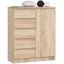 Kummut K80 1D 5SZ, 1 uks, 5 sahtlit, Pruun, 80 × 97 × 35 cm