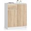 Kummut K80, 2 ust ja 1 sahtel, valge/pruun, 80 × 99 × 40 cm
