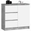 Kummut K80 JERRY, 1 uks, 3 sahtlit, Hall/valge, 80 × 77 × 35 cm