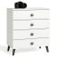 Kummut MOBI K-04, 4 sahtlit, valge/must, 60 × 73 × 37 cm