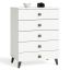 Kummut MOBI K05, 5 sahtlit, valge/must, 60 × 89 × 37 cm