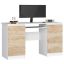 Computer desk A-11, 6 drawers, white/brown, 135 × 77 × 50 cm