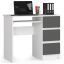 Computer desk A-6, right, 3 drawers, white/gray, 90 × 77 × 50 cm