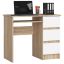 Computer desk A-6, right, 3 drawers, brown/white, 90 × 77 × 50 cm